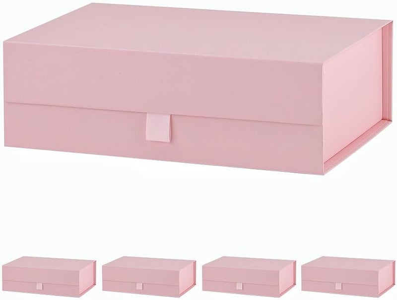 PLINJOY 5 Pcs Pink Gift Box for Presents 10.8x7.5x3.5 Inches Magnetic Gift Boxes with Lid Luxury Gift Box for Rectangle Collapsible for Bridesmaid, Wedding, Birthday Gift Packging - Image 1